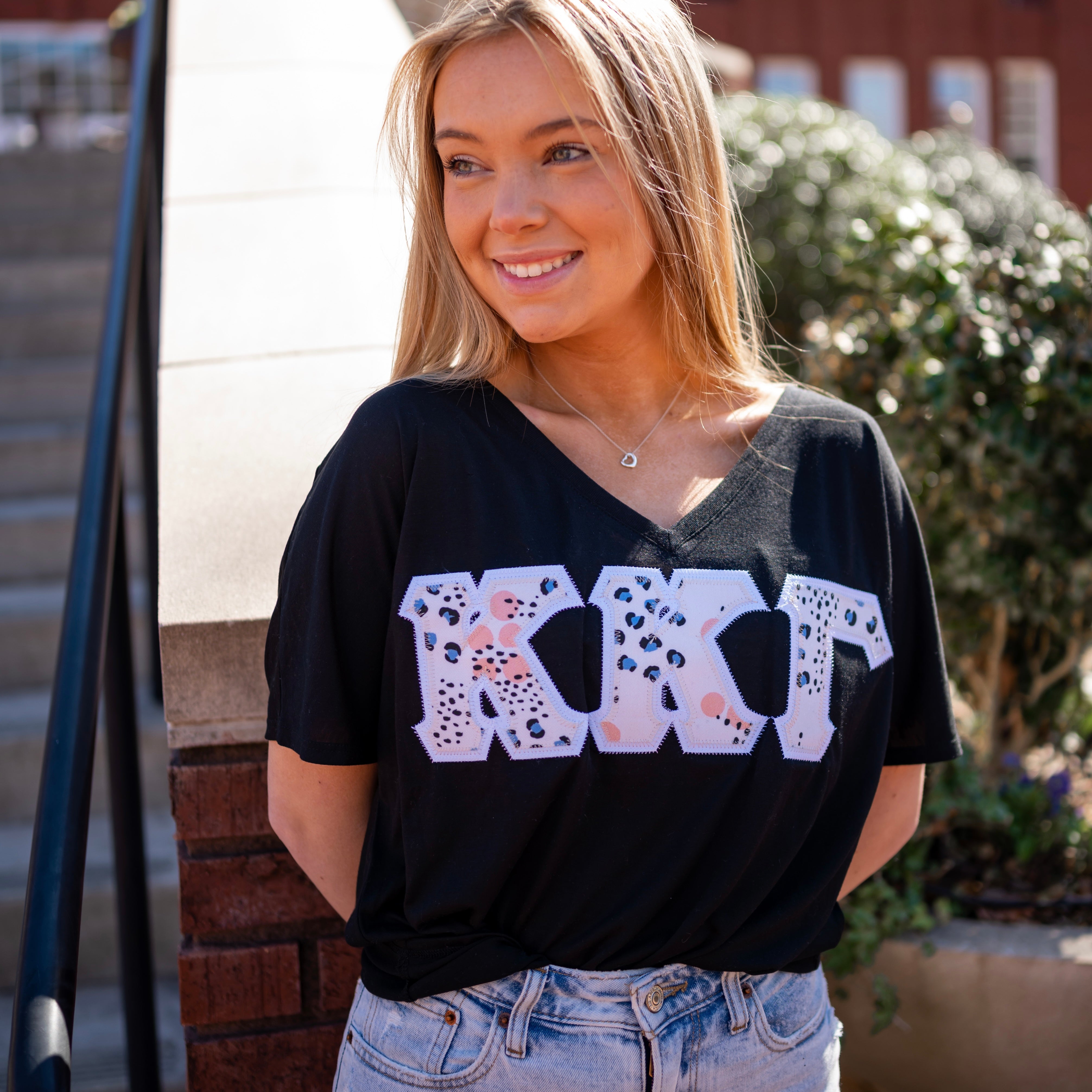 Blue & Orange Leopard Greek Letter Shirt