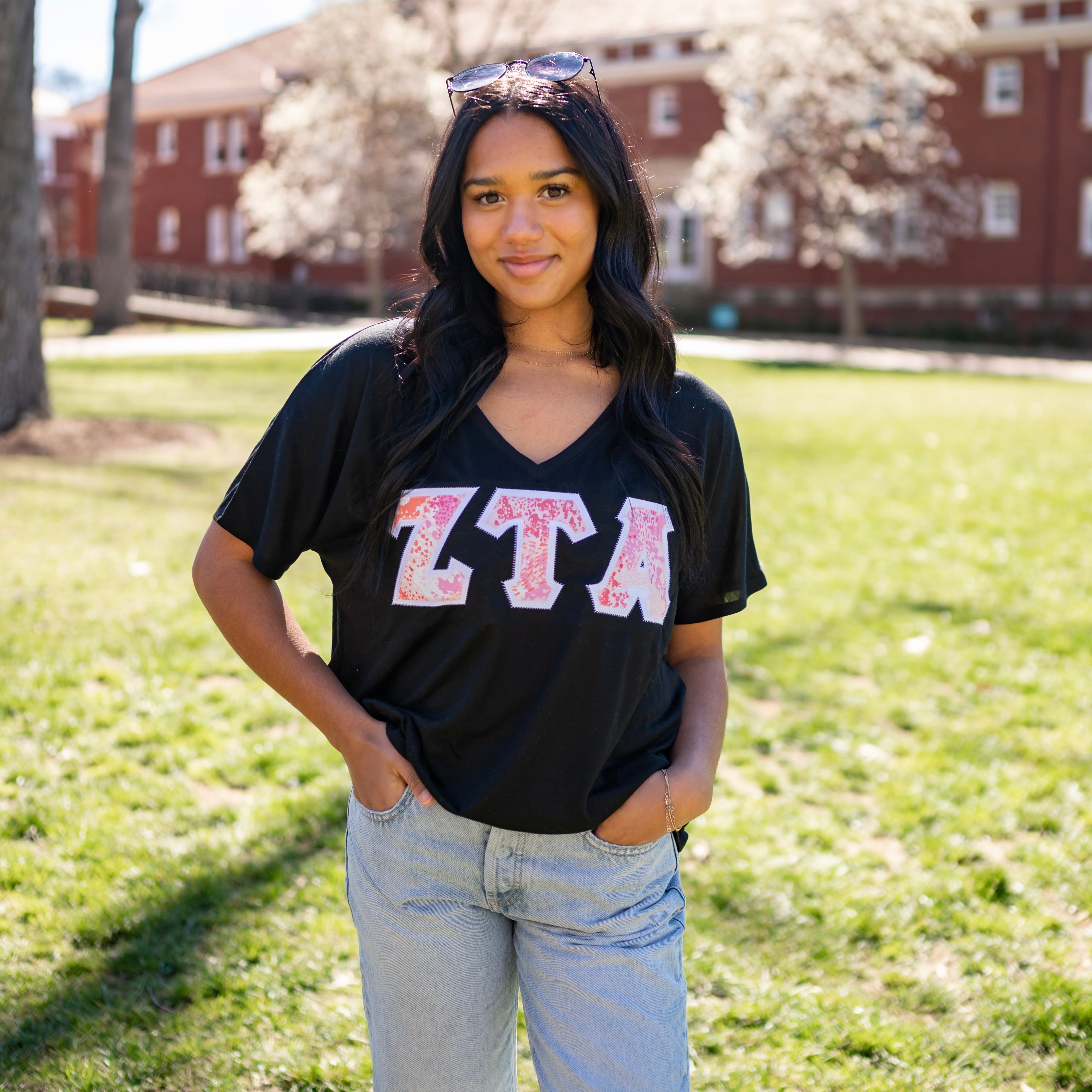 Pink Summer Splash Greek Letter Shirt