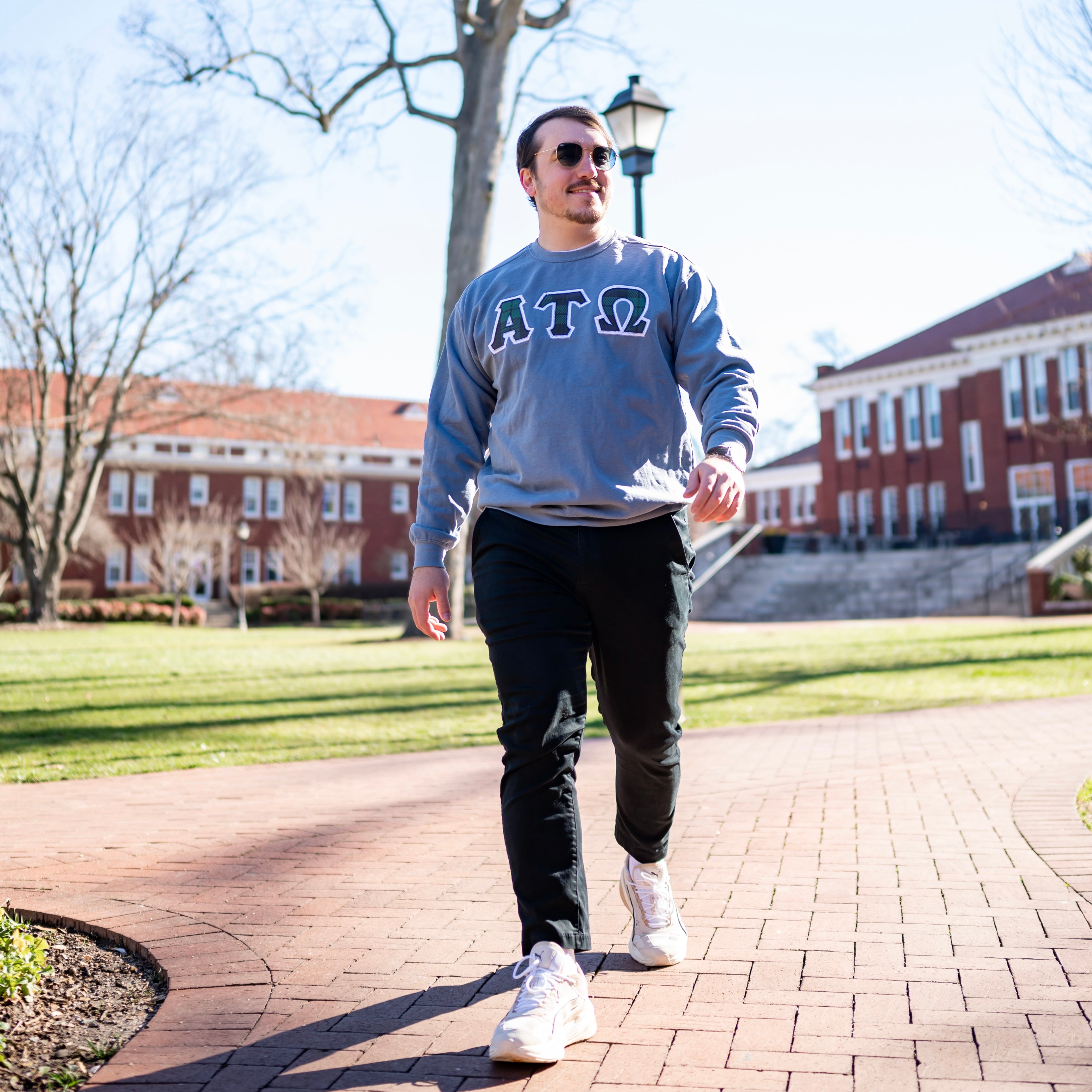 Vintage Plaid Greek Letter Crewneck Sweatshirt