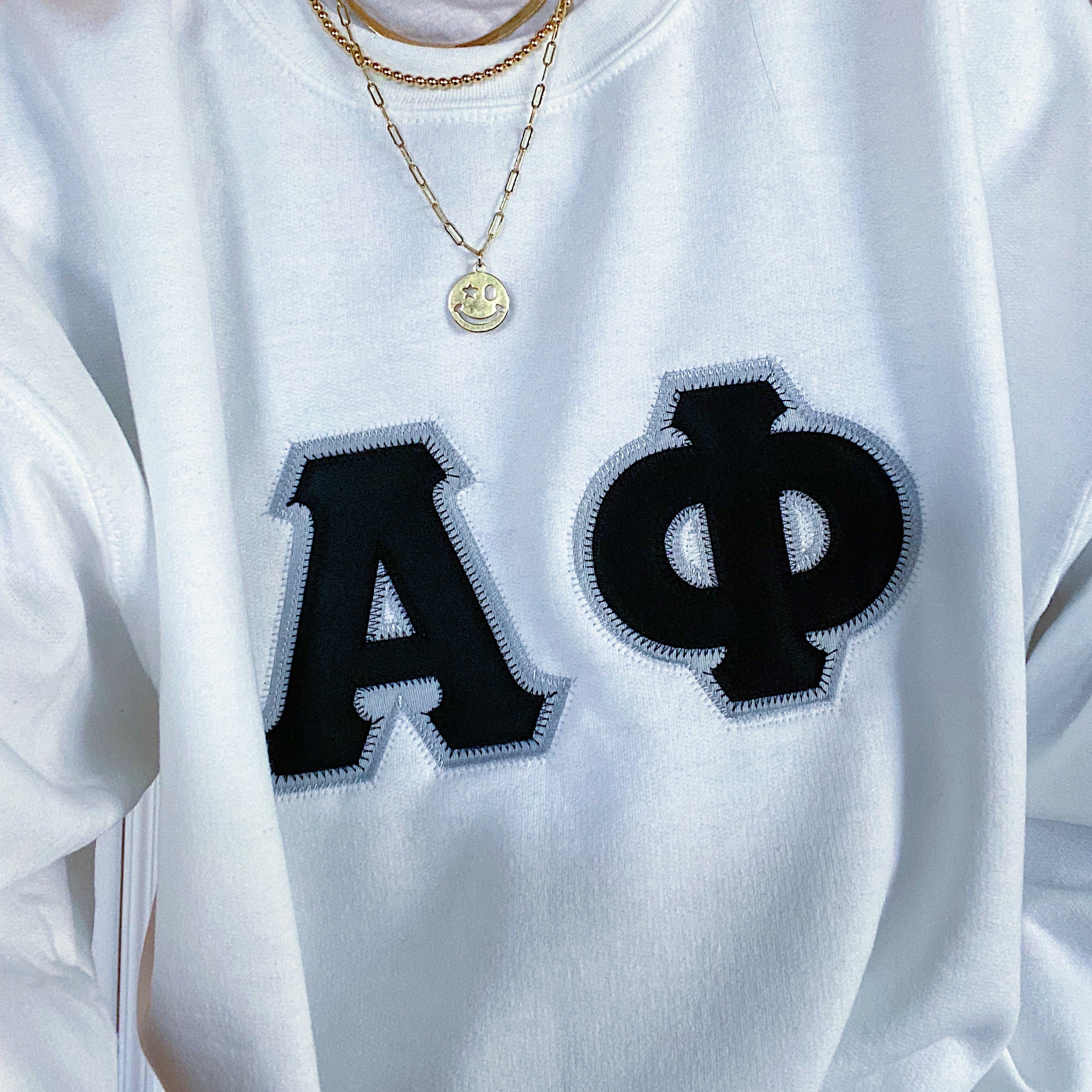 Custom Stitched Alpha Phi Sorority Greek Letter Crewneck Sweatshirt
