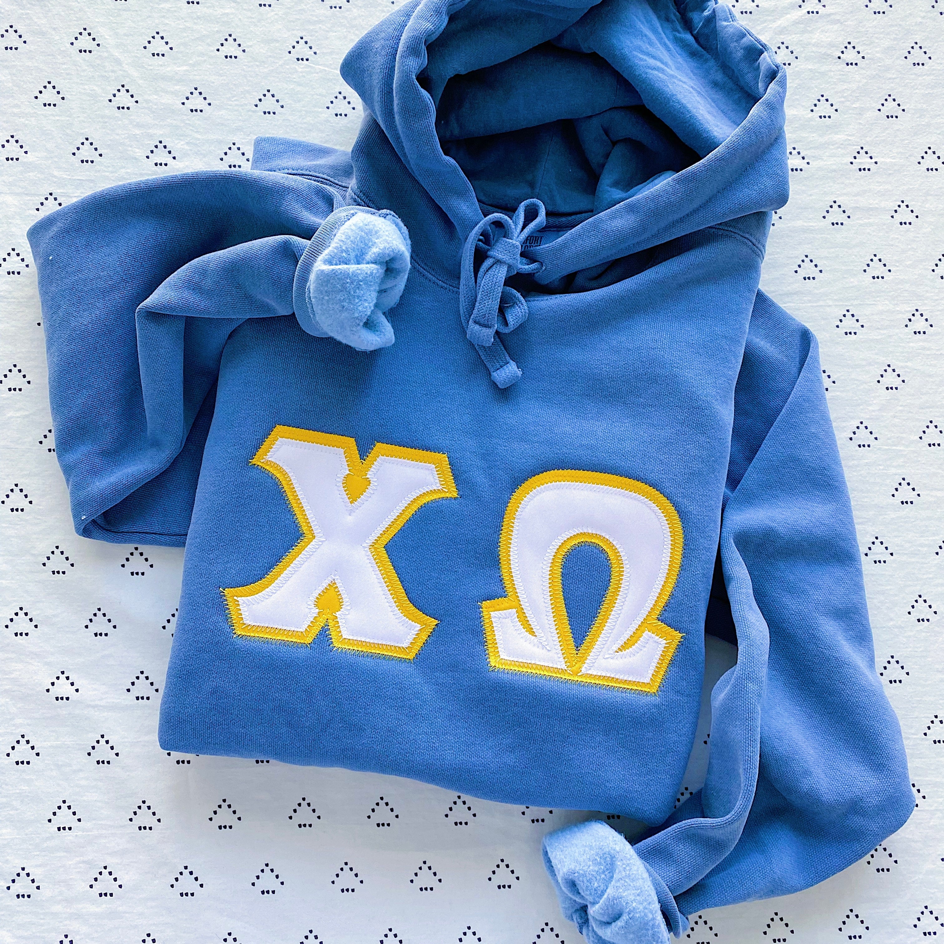 Custom Stitched Chi Omega Sorority Greek Letter  Hoodie Sweatshirt Comfort Colors