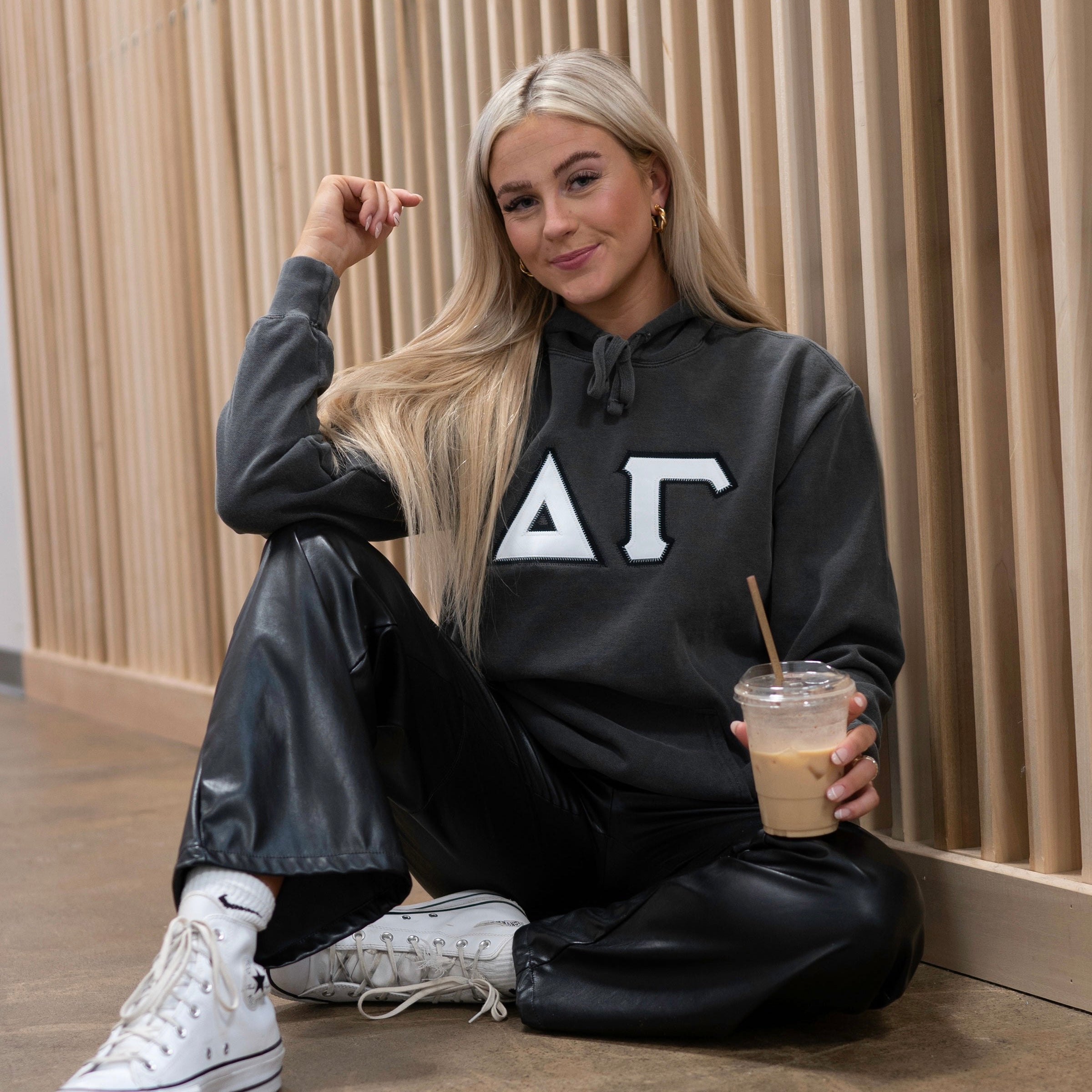 Custom Stitched Delta Gamma Sorority Greek Letter Hoodie Sweatshirt Comfort Colors
