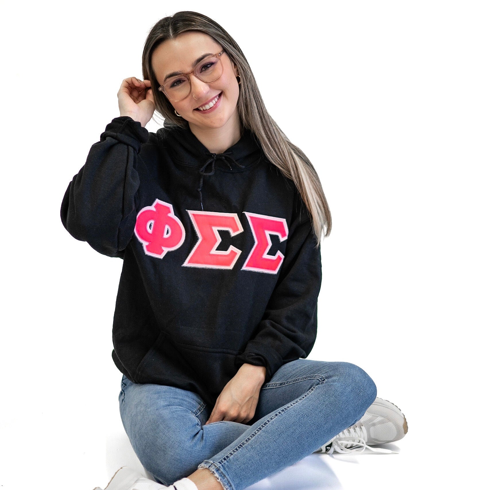 Custom Stitched Phi Sigma Sigma Sorority Greek Letter Gildan Hoodie Sweatshirt 