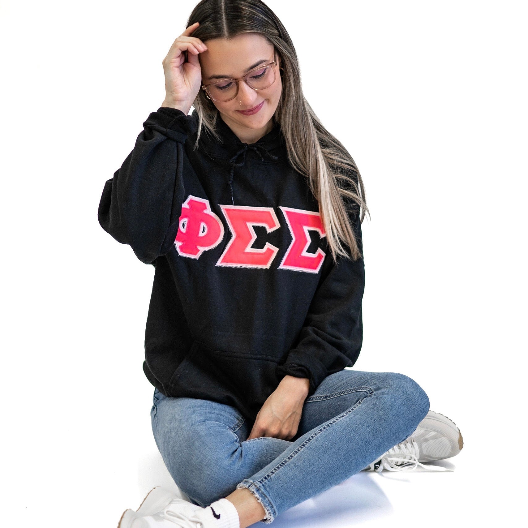 Custom Stitched Phi Sigma Sigma Sorority Greek Letter Gildan Hoodie Sweatshirt 