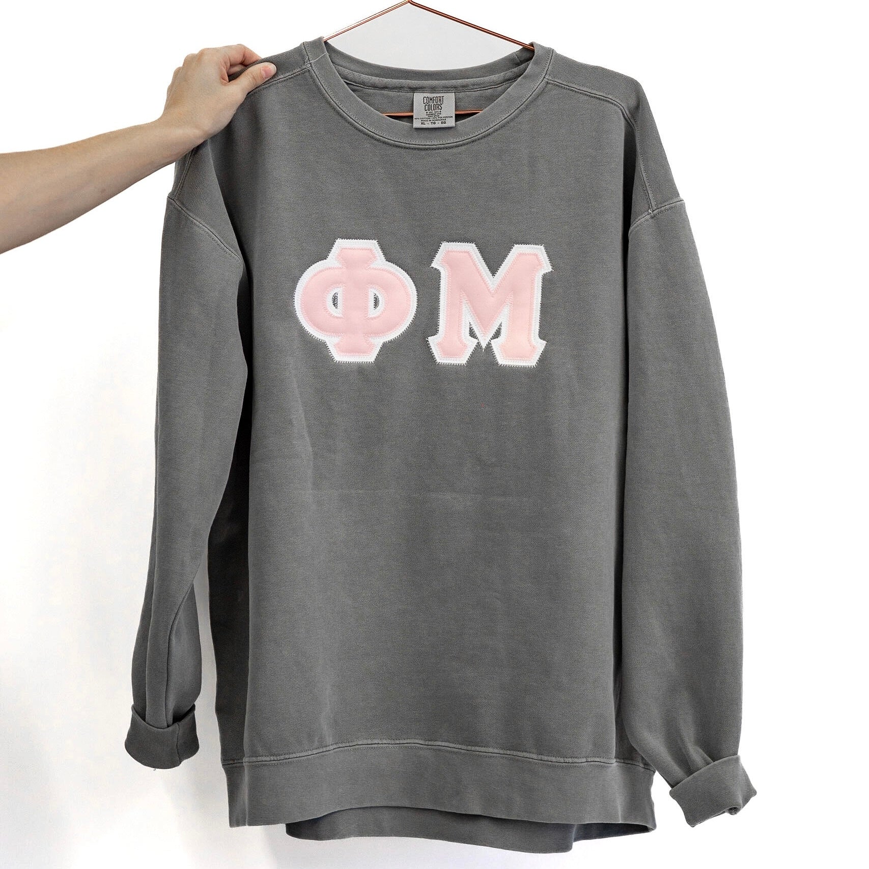 Custom Stitched Phi Mu Sorority Greek Letter Crewneck Sweatshirt