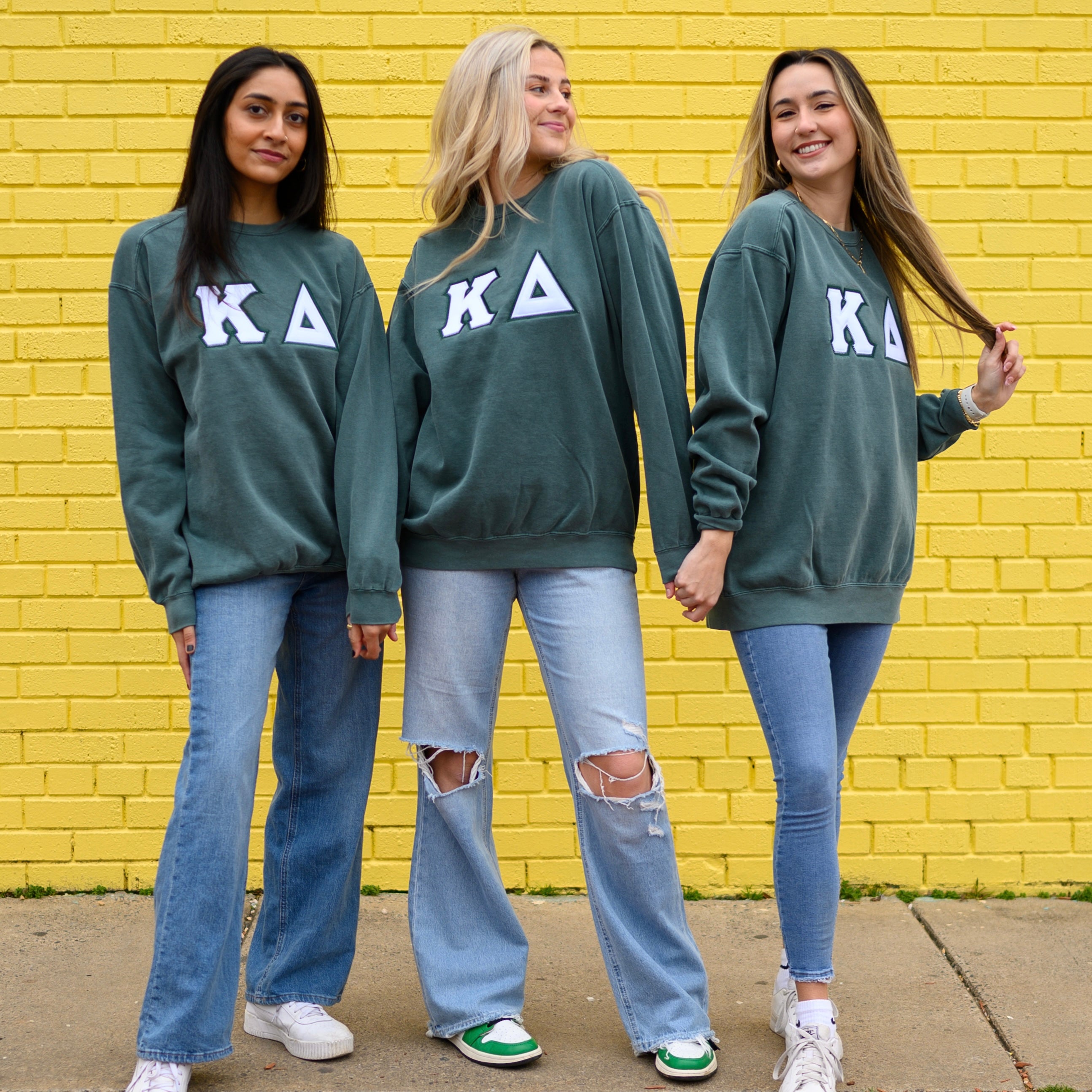 Custom Stitched Kappa Delta Sorority Greek Letter Crewneck Sweatshirt