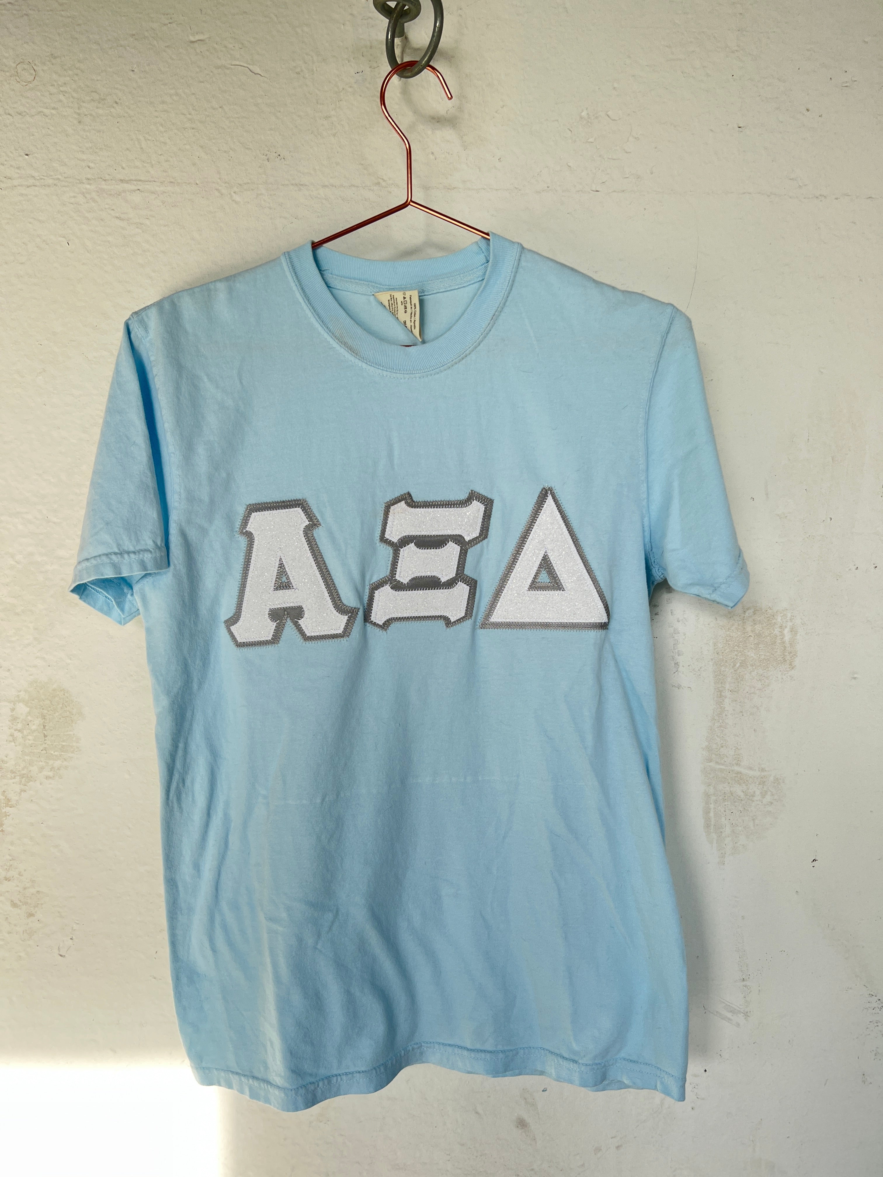 Custom Stitched Alpha Xi Delta Sorority Greek Letter Crew Neck T-Shirt