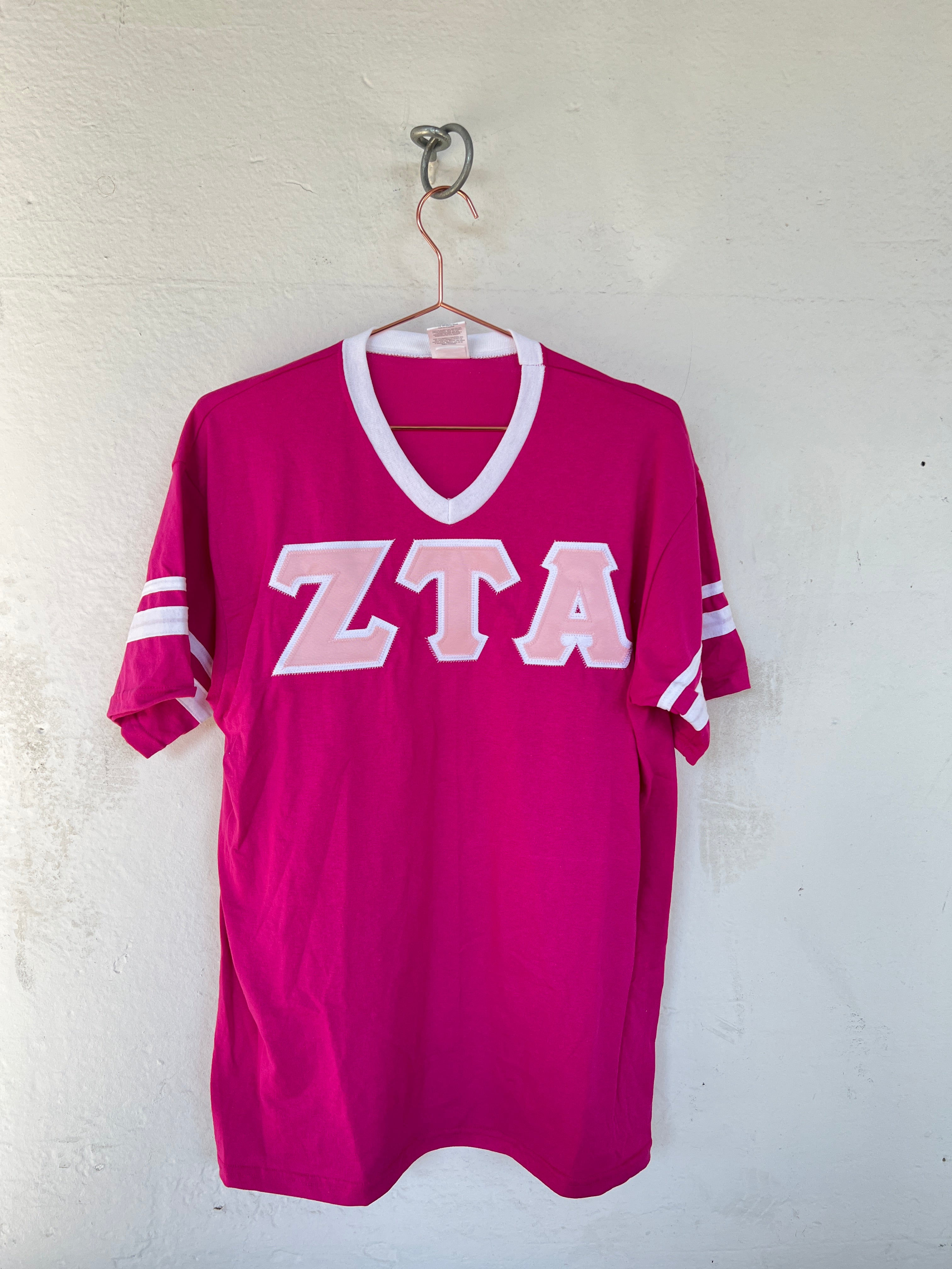 Custom Stitched Zeta Tau Alpha Sorority Greek Letter V-Neck Jersey