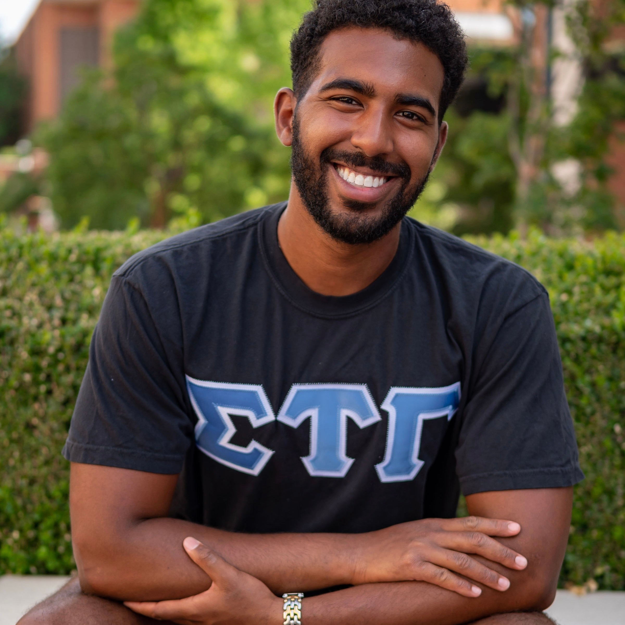 Custom Stitched Fraternity Greek Letter Crew Neck T-Shirt