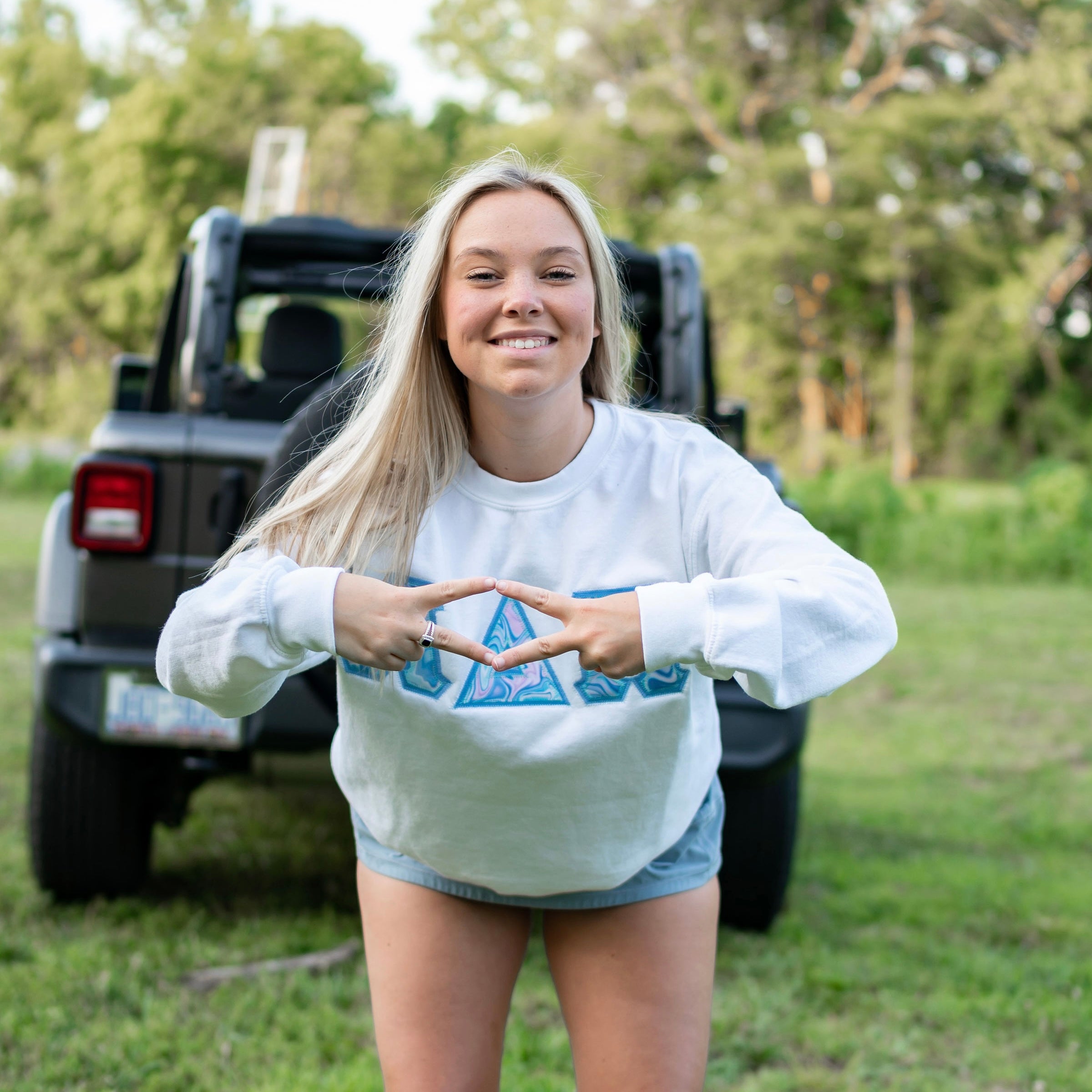 Trippy Tie Dye Marble Greek Letter Crewneck Sweatshirt