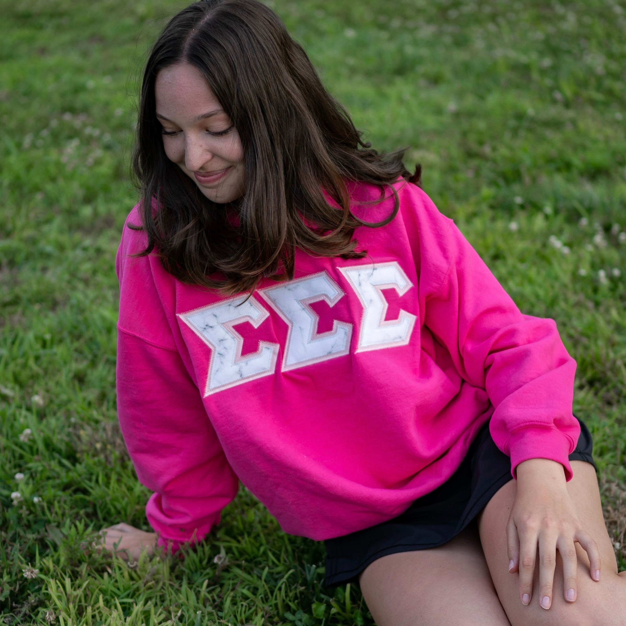 Marble Greek Letter Crewneck Sweatshirt