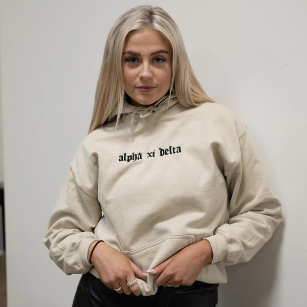 Old English Embroidered Hoodie Sweatshirt – Greek Letter Co. Old English Embroidered Hoodie Sweatshirt – Greek Letter Co.