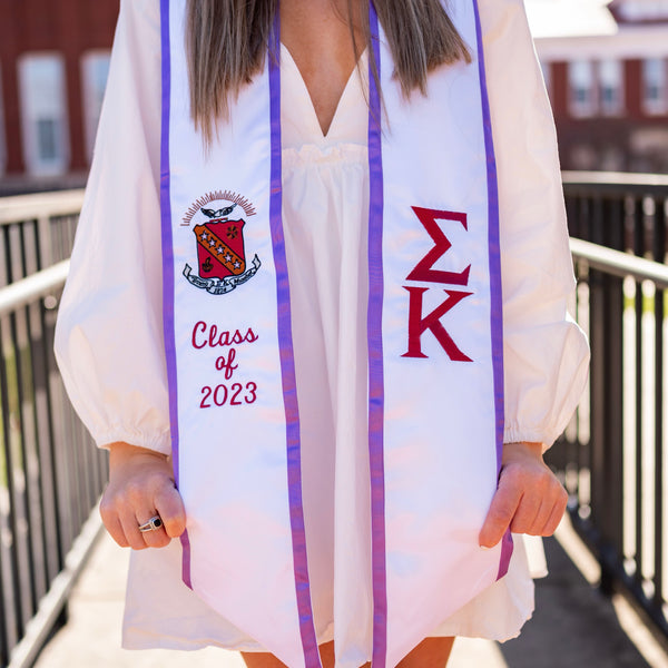 Kappa Kappa Gamma - Graduation Stole with Letters and newest NEW Fleur De Lis Design and Date