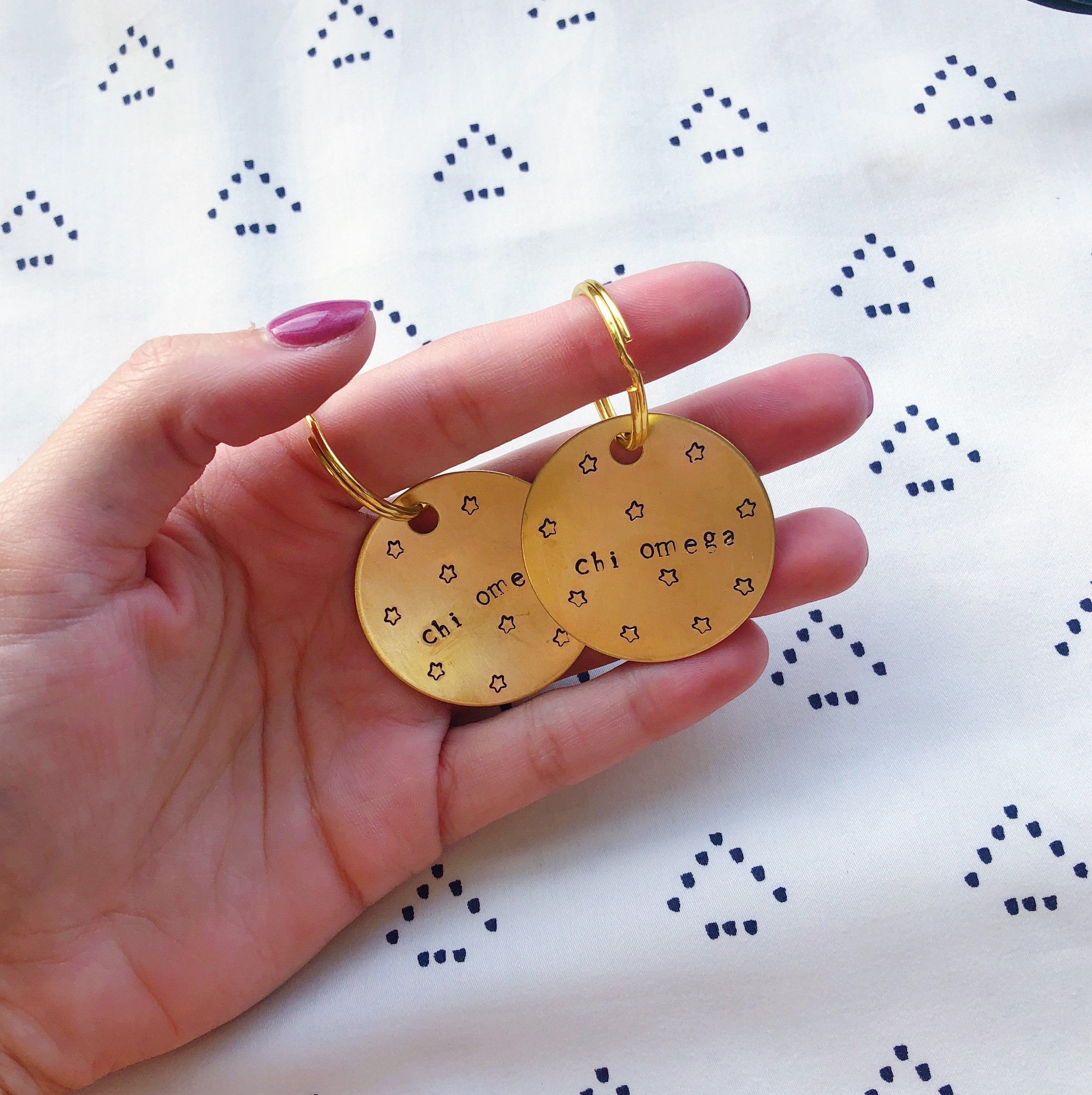 Sorority w/ Stars Hand-Stamped Keychain