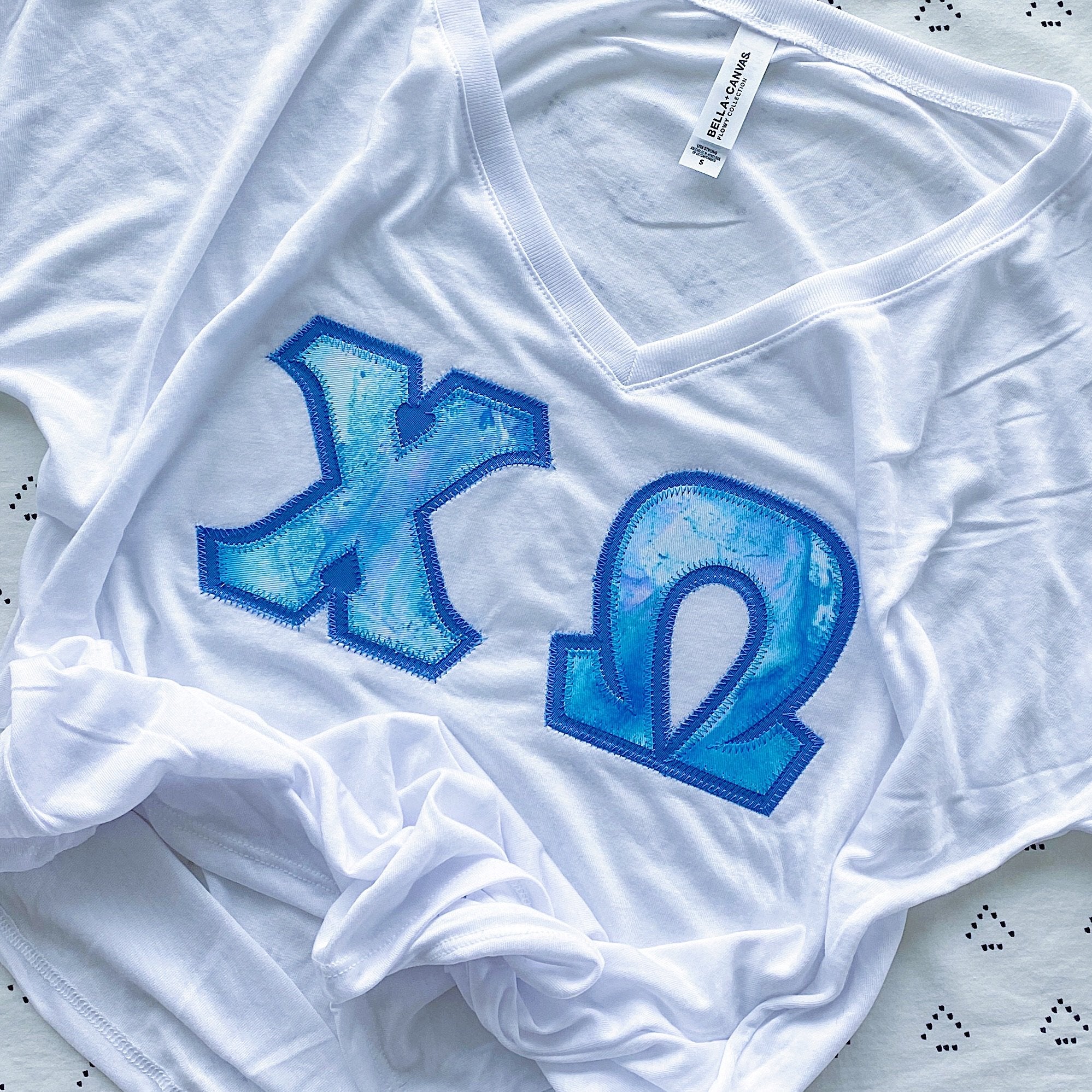 Blue Watercolor Marble Greek Letter Shirt