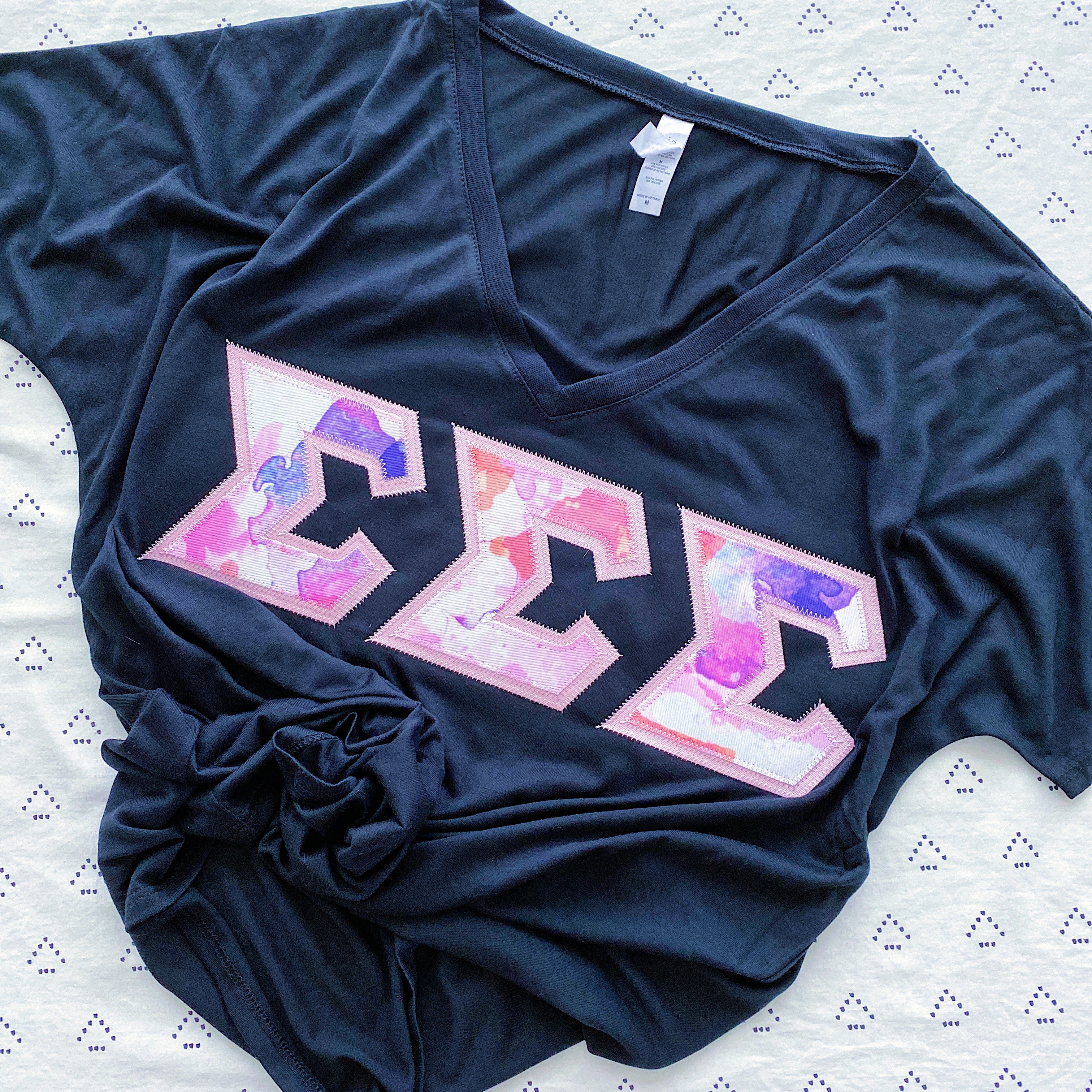 Pink & Purple Watercolor Marble Greek Letter Shirt